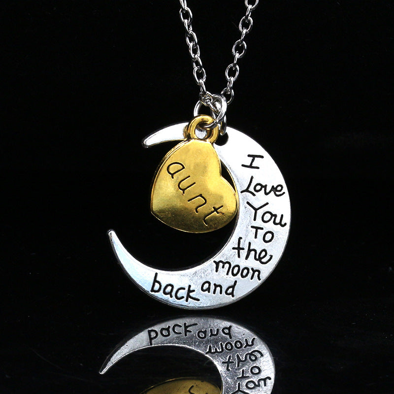 Wholesale New Mother's Day Trend Moon Love Letters Family Necklace